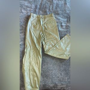Fake leather green pants with soft inside material